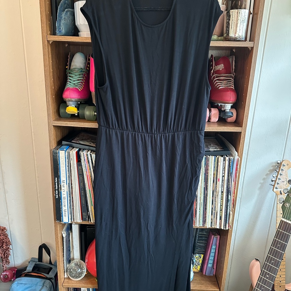 Boden Column Jersey Maxi Dress Black Elegant Size 16 - Picture 4 of 8
